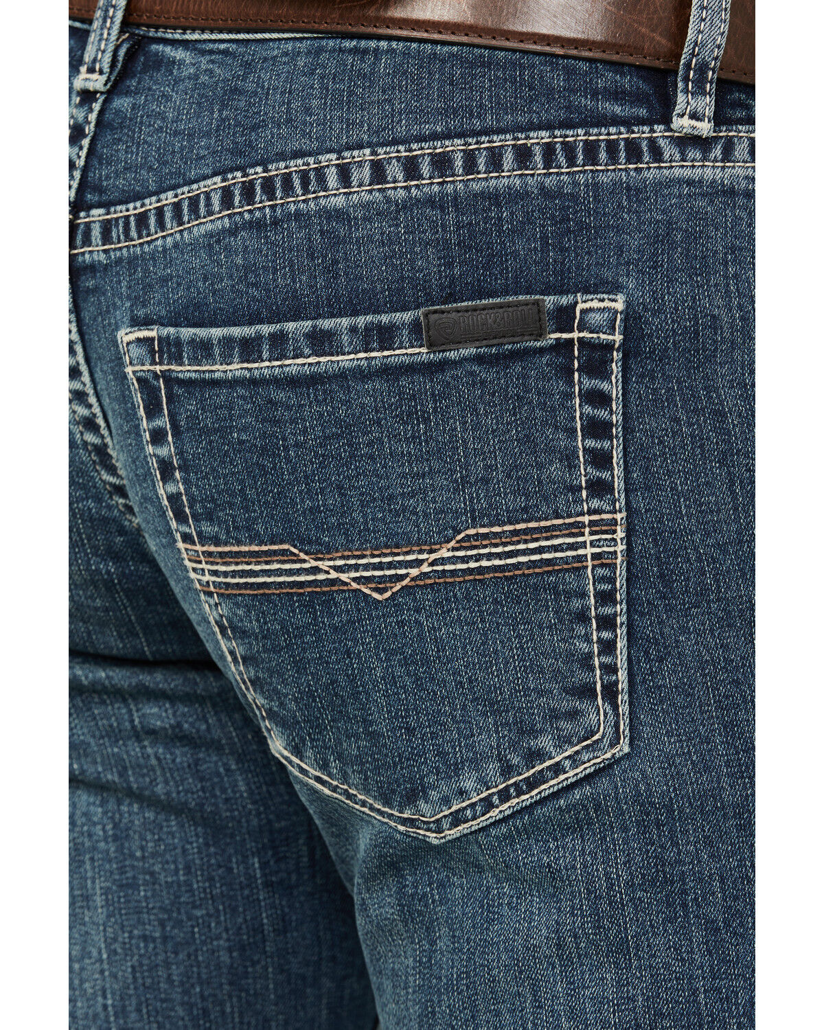 Image #4 - Rock & Roll Denim Men's Pistol Light Vintage Wash Stackable Straight Stretch Denim jeans, Light Wash, hi-res