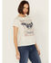 Image #2 - Shyanne Women's Be Free Studded Short Sleeve Boyfriend Graphic Tee, Cream, hi-res