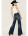 Image #3 - Rock & Roll Denim Women's Palazzo Seamed Front Flare Jeans, Dark Blue, hi-res