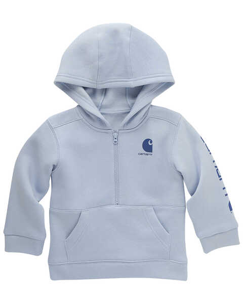 Carhartt Toddler Boys' Logo Half Zip Hooded Sweatshirt, Light Blue, hi-res