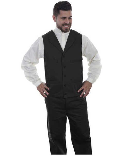 Image #1 - Scully Men's Herringbone Vest, Black, hi-res