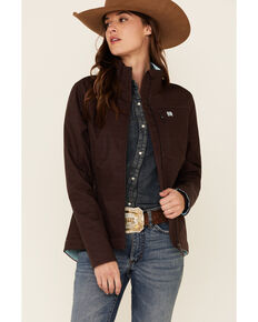 Cinch Women's Brown Logo Bonded Concealed Carry Zip-Front Jacket , Brown, hi-res