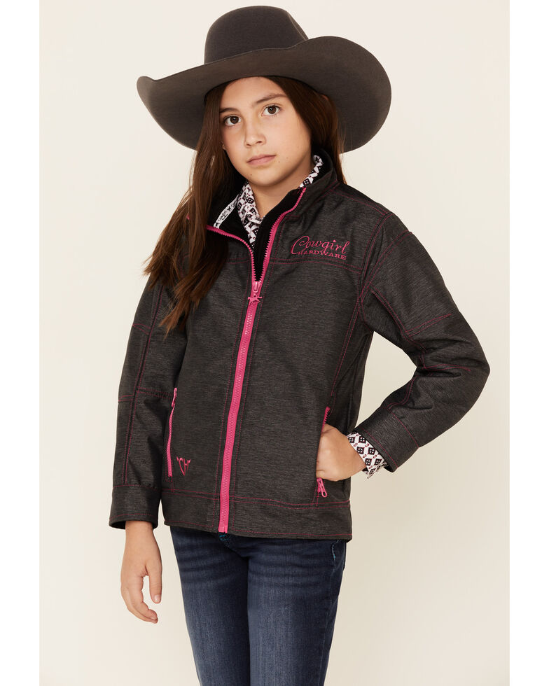 Cowgirl Hardware Girls' Charcoal Tech Berry Woodsman Jacket, Charcoal, hi-res