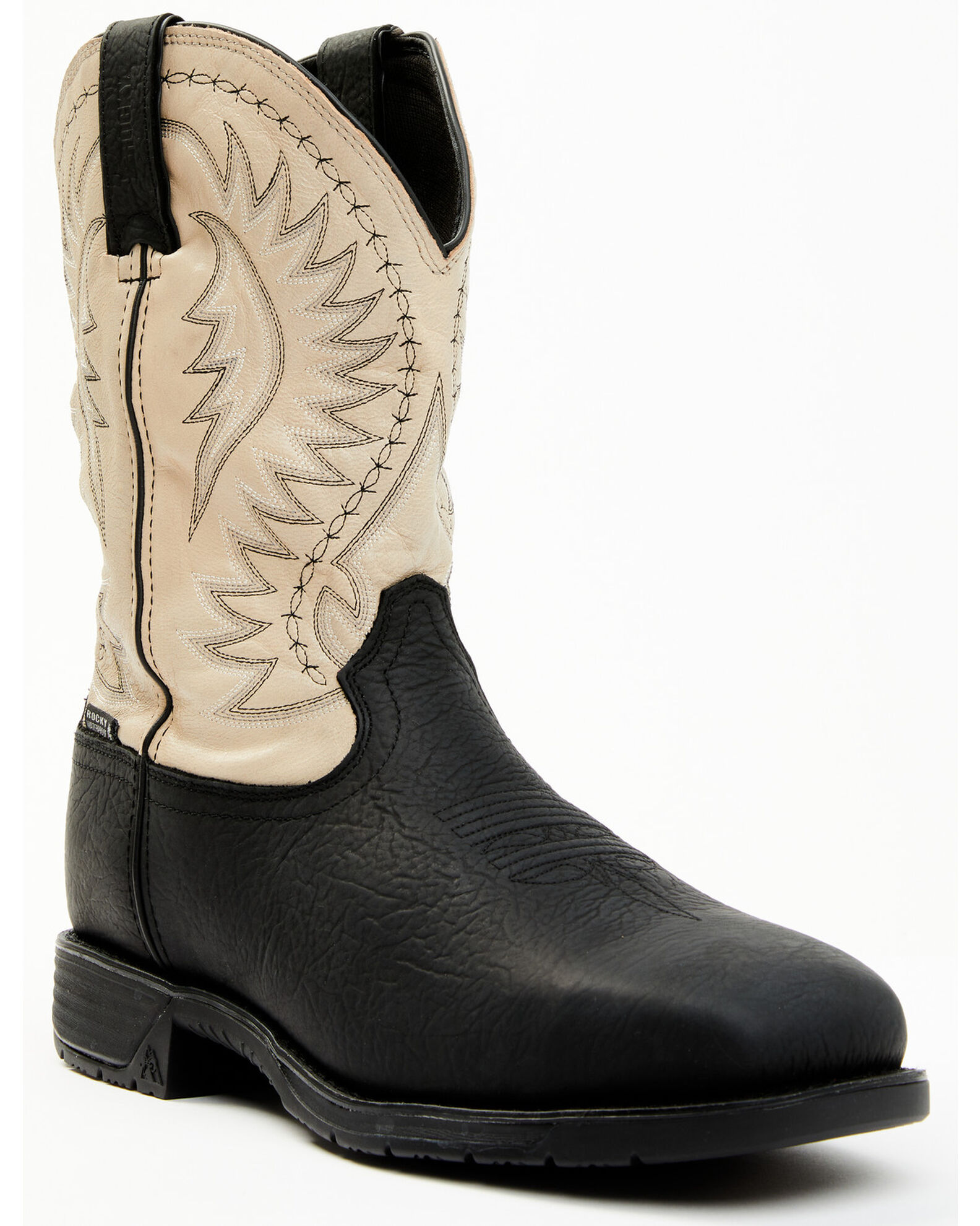 Rocky Men s Rugged Trail Pull On Western Work Boots Steel Toe