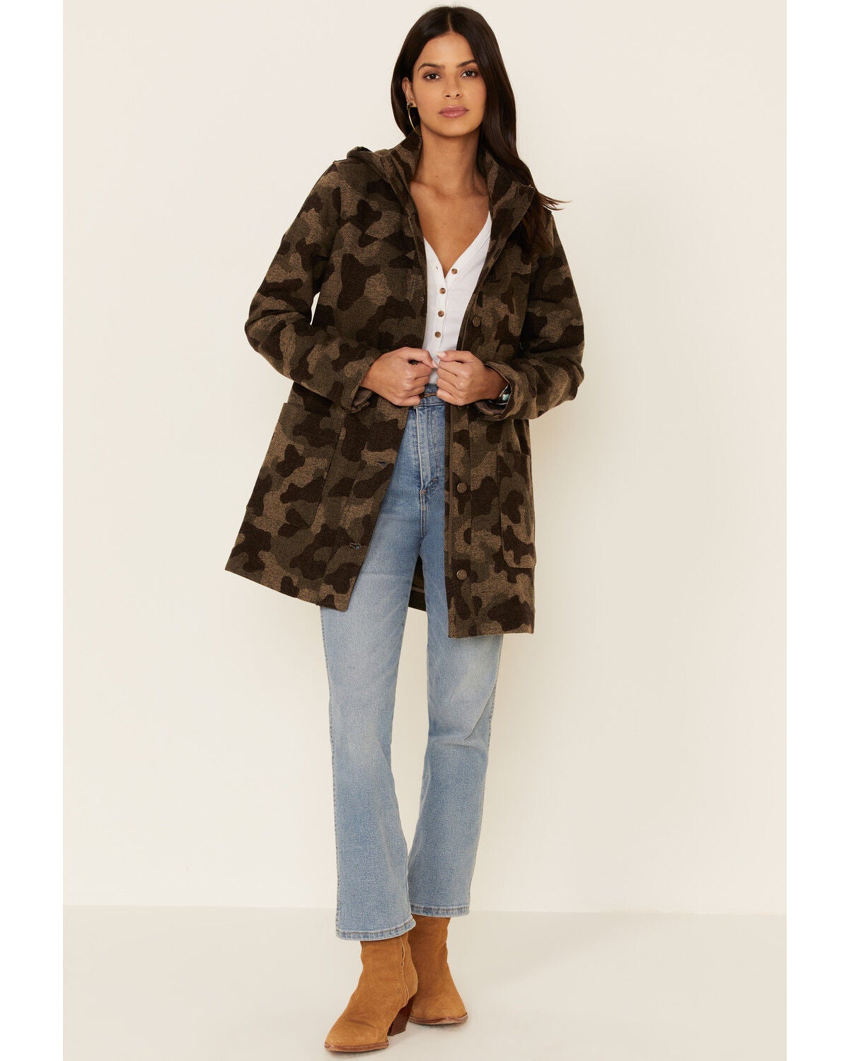 Image #2 - Pendleton Women's Multi Camo Wool Hooded Parka Jacket , , hi-res