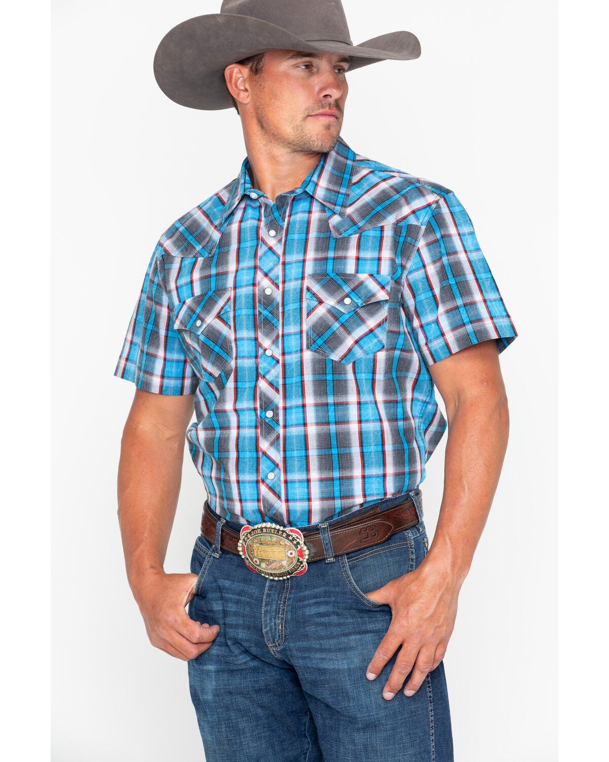 Rock \u0026 Roll Denim Men's Crinkle Plaid 