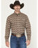 Image #1 - George Strait by Wrangler Men's Paisley Print Long Sleeve Button-Down Stretch Western Shirt - Tall, Brown, hi-res