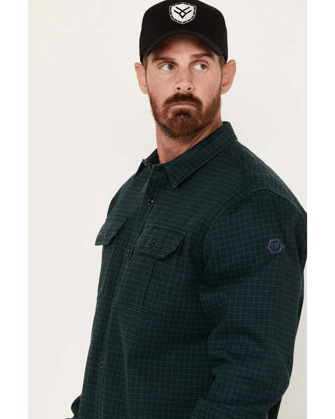 Image #2 - Hawx Men's FR Plaid Print Long Sleeve Button-Down Work Shirt , Green, hi-res
