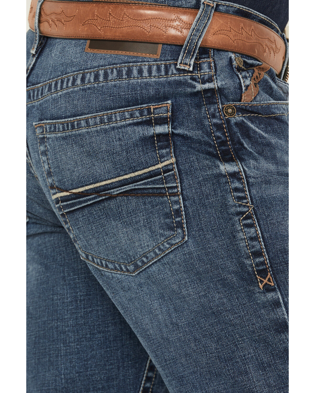 Image #4 - Ariat Men's M4 Andrew Medium Wash Relaxed Bootcut Stretch Denim Jeans, Medium Wash, hi-res