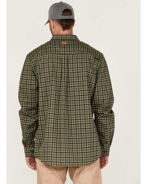 Image #4 - Hawx Men's FR Plaid Print Woven Long Sleeve Button-Down Work Shirt , Olive, hi-res