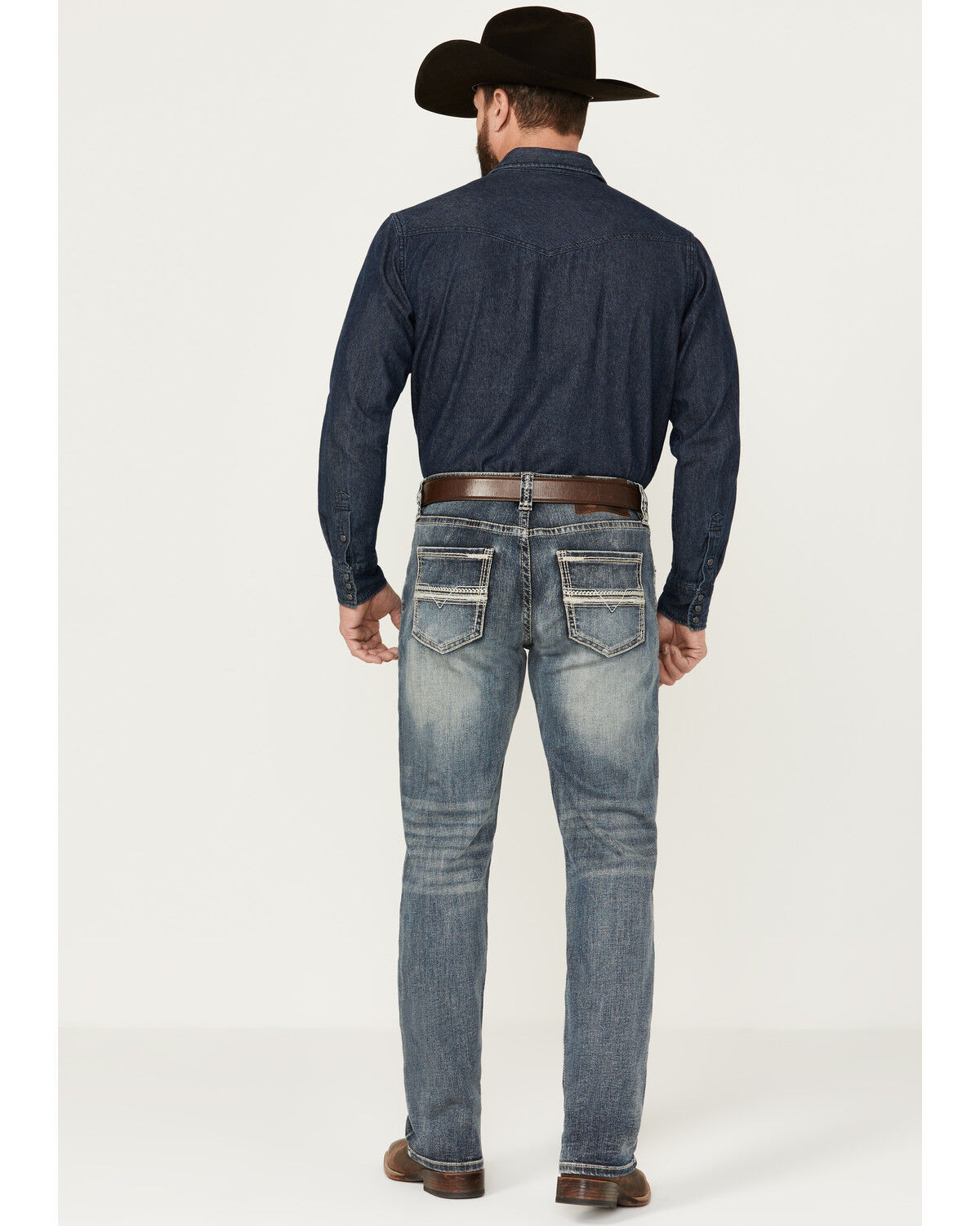Image #3 - Rock & Roll Denim Men's Double Barrel Medium Vintage Wash Relaxed Stackable Bootcut Stretch Denim Jeans, Medium Wash, hi-res