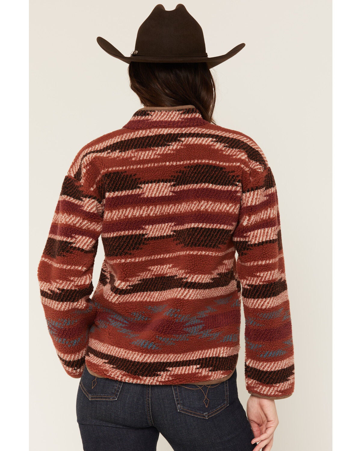 Image #4 - Shyanne Women's Casey Southwestern Print Sherpa Zip-Up Jacket, Brick Red, hi-res