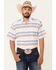Rough Stock By Panhandle Men's Striped Camp Short Sleeve Button Down Western Shirt , White, hi-res