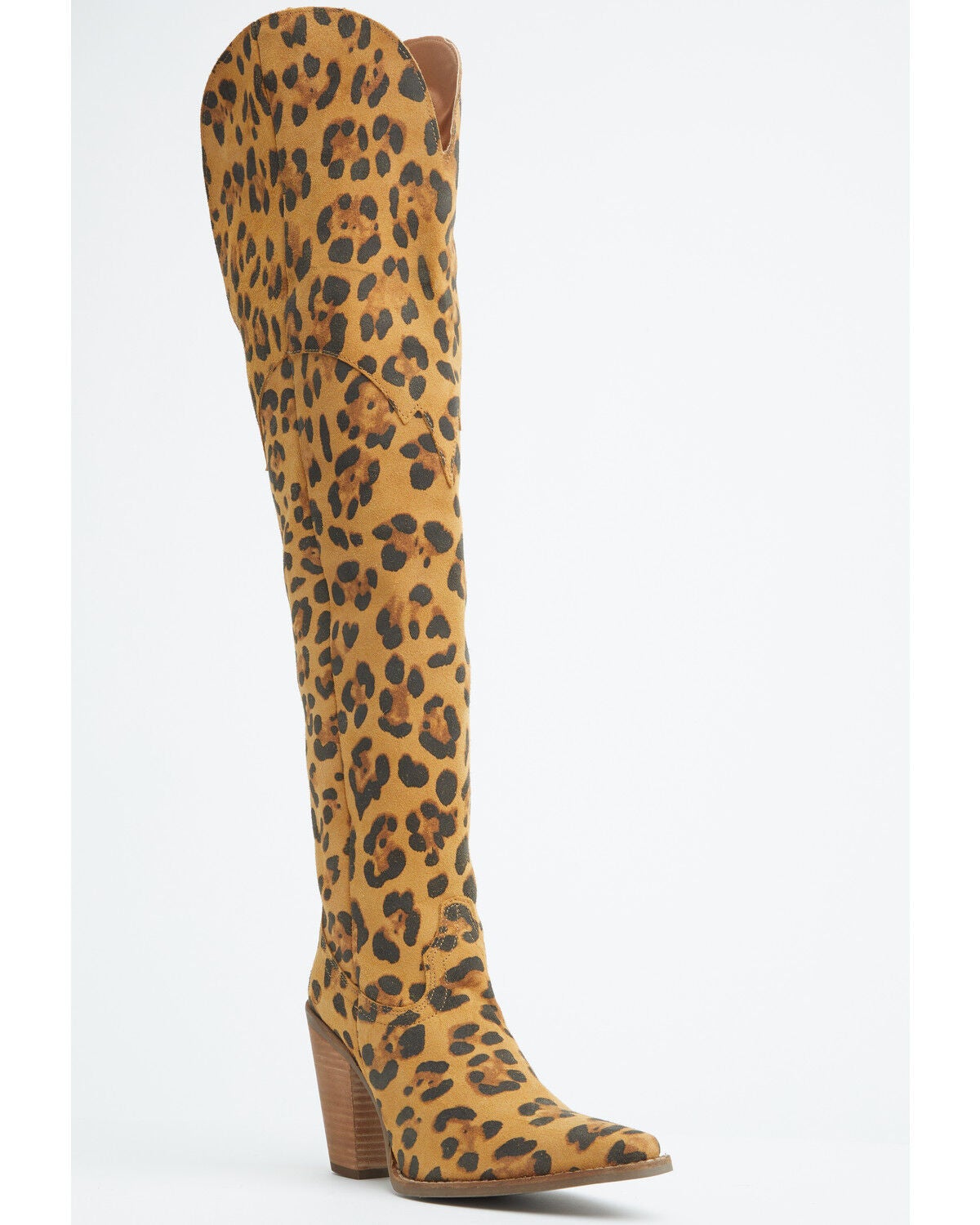 Dingo Women's Diva Leopard Print Thigh High Western Boots - Snip Toe, Leopard, hi-res