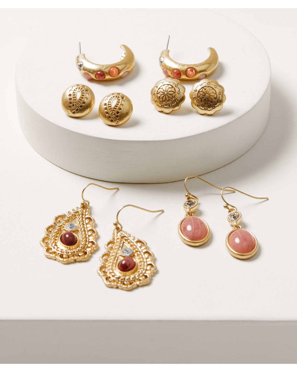 Shyanne Women's Rosewood Paisley Earring Set - 10 Piece, Gold, hi-res