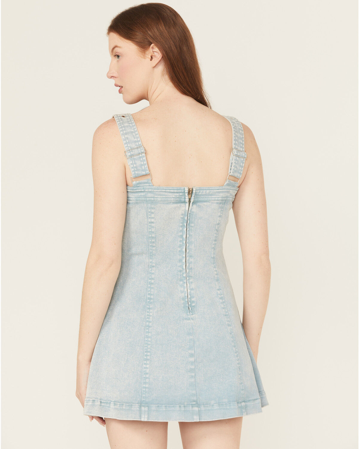 Image #4 - Blue B Women's Light Wash Embellished Buckle Strap Denim Mini Dress, Light Wash, hi-res