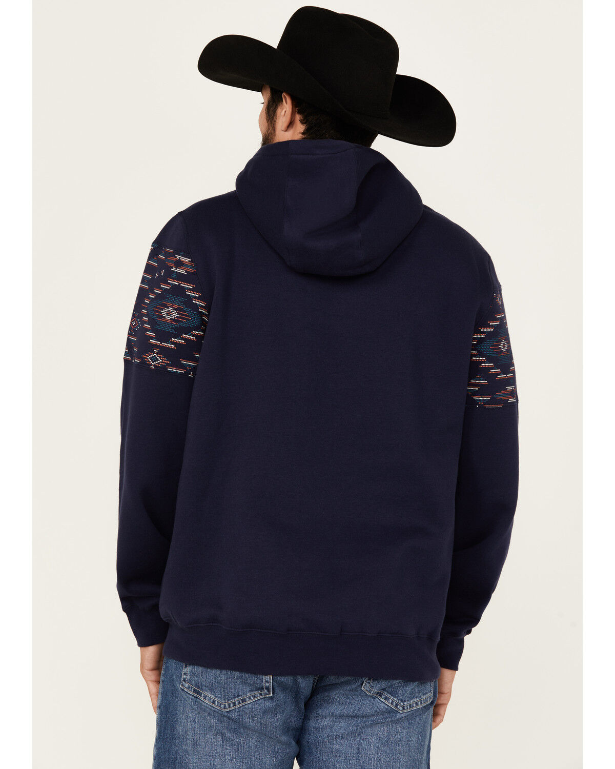 Image #4 - RANK 45® Men's Covebull Southwestern Print Hooded Sweatshirt, Dark Blue, hi-res