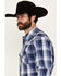 Image #2 - Wrangler 20X Men's Plaid Print Long Sleeve Snap Western Shirt, Navy, hi-res