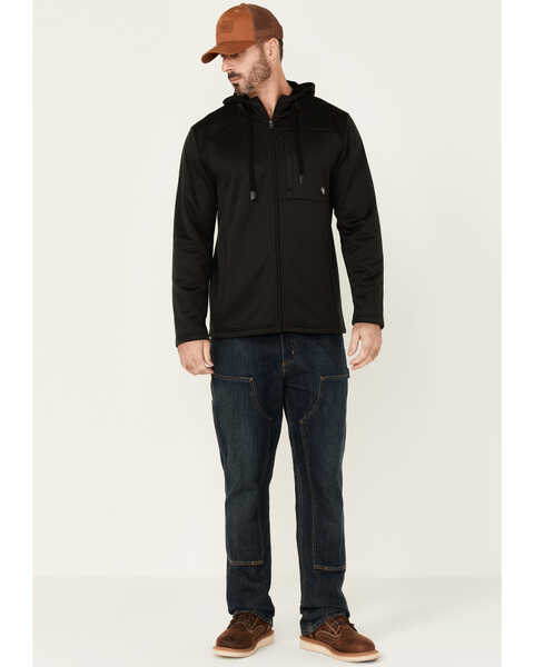 Image #2 - Hawx Men's Merrick Grid Back Zip-Front Fleece Hooded Work Jacket , Black, hi-res