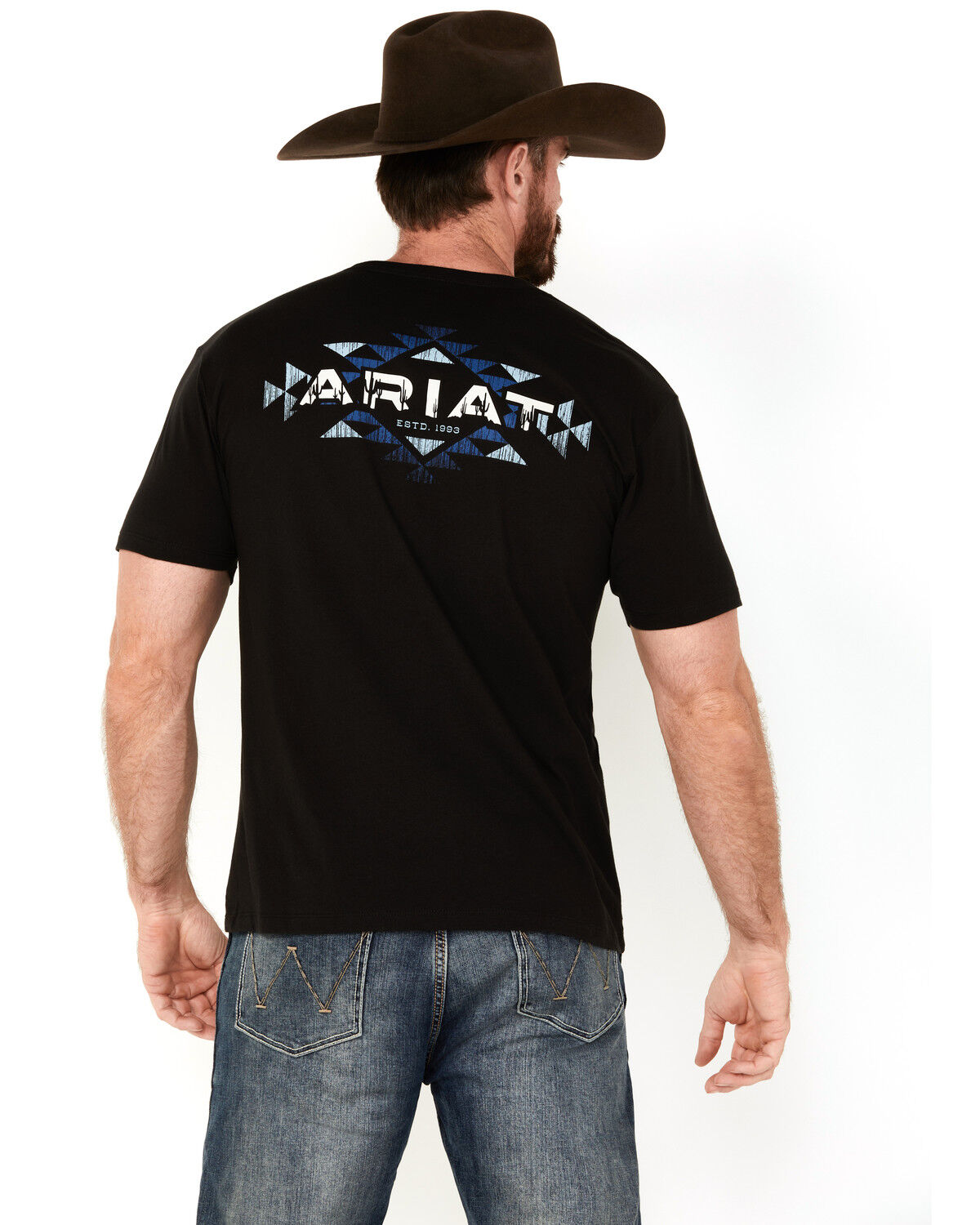Image #1 - Ariat Men's Southwestern Logo Short Sleeve Graphic T-Shirt, Black, hi-res