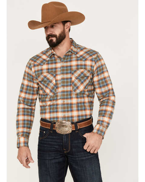 Pendleton Men's Wyatt Long Sleeve Snap Western Shirt, Yellow, hi-res