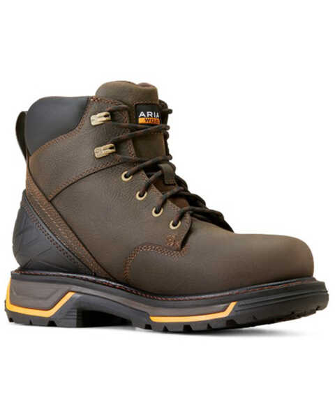 Ariat Men's Big Rig 6" Waterproof Work Boots - Round Toe , Brown, hi-res