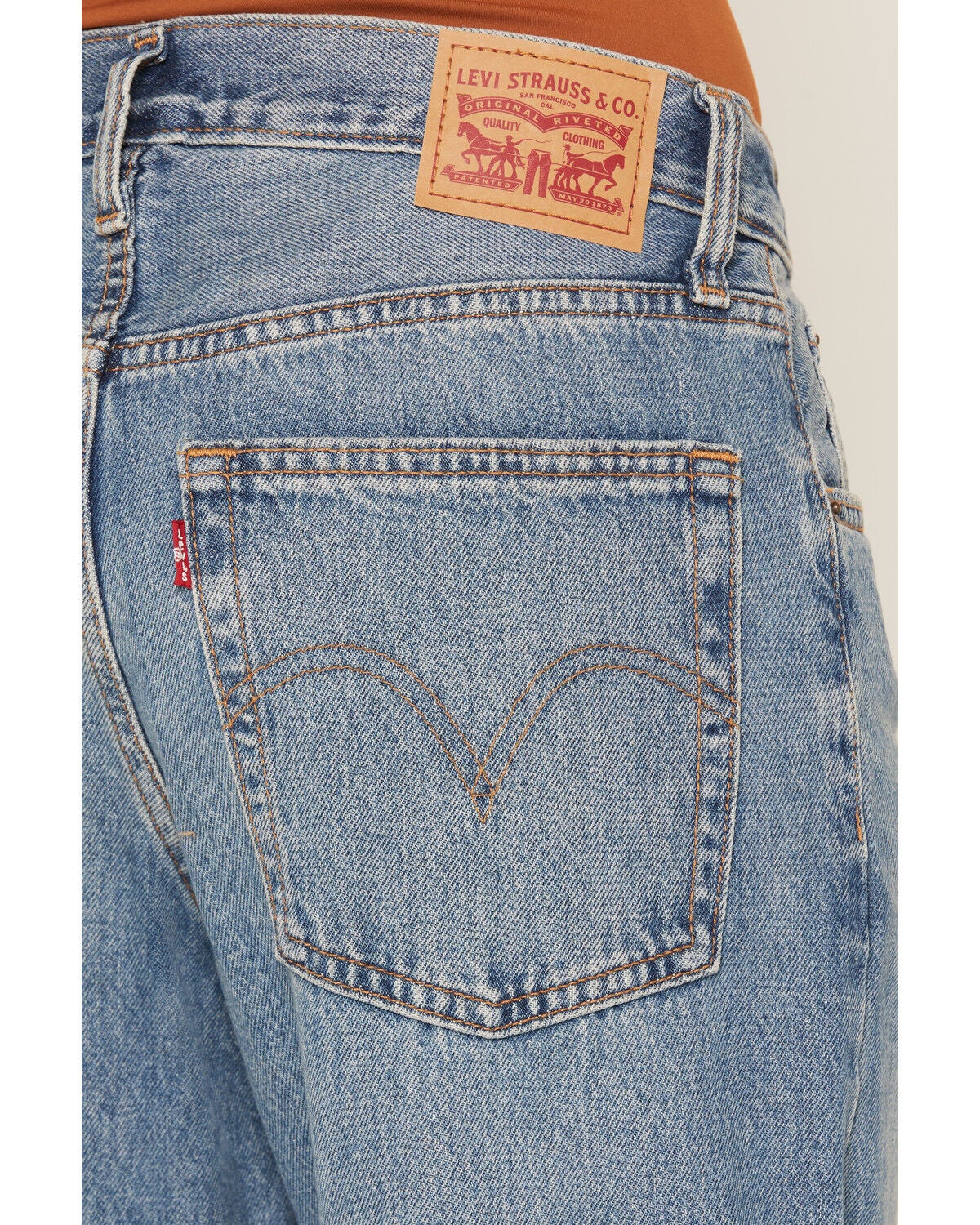 Image #4 - Levi's Women's Yellow Flag Medium Wash Mid Rise Loose Bootcut Denim Jeans, Medium Wash, hi-res