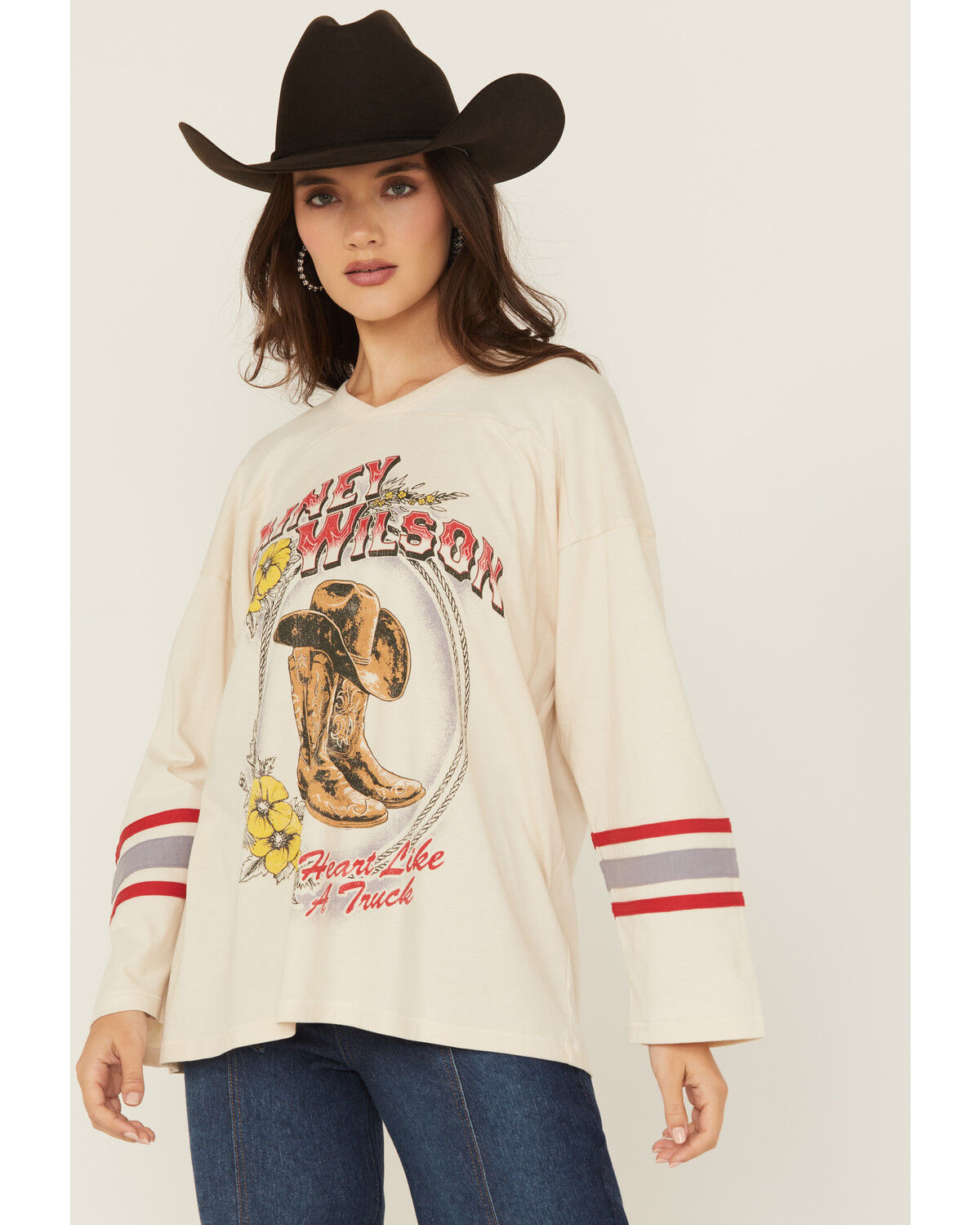 Image #1 - Day Dreamer Women's Lainey Wilson Boots Long Sleeve Graphic Tee, Cream, hi-res