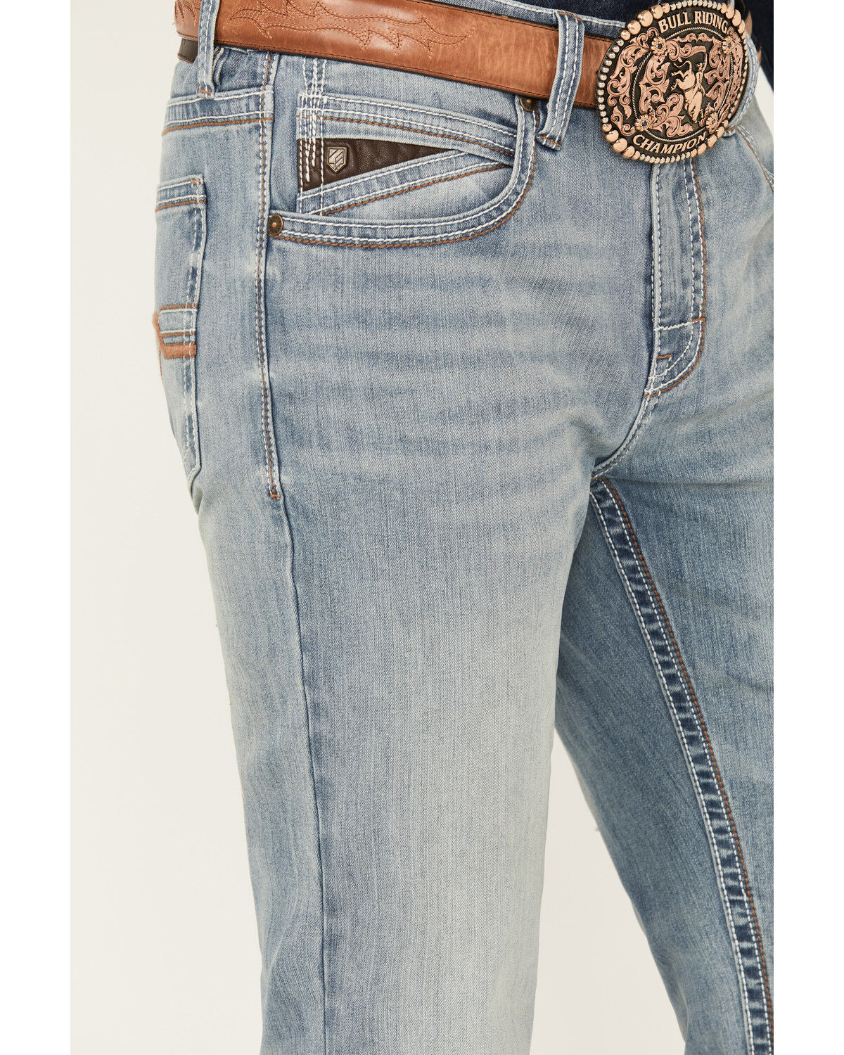 Image #2 - RANK 45® Men's Scoreline 4-Way Performance Stretch Slim Fit Bootcut Jeans, Blue, hi-res