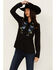 Image #1 - Roper Women's Floral Embroidered Long Sleeve Snap Western Shirt , Black, hi-res