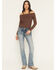 Image #3 - Grace In LA Women's Medium Wash Mid Rise Geo Embroidered Bootcut Stretch Denim Jeans, Medium Wash, hi-res