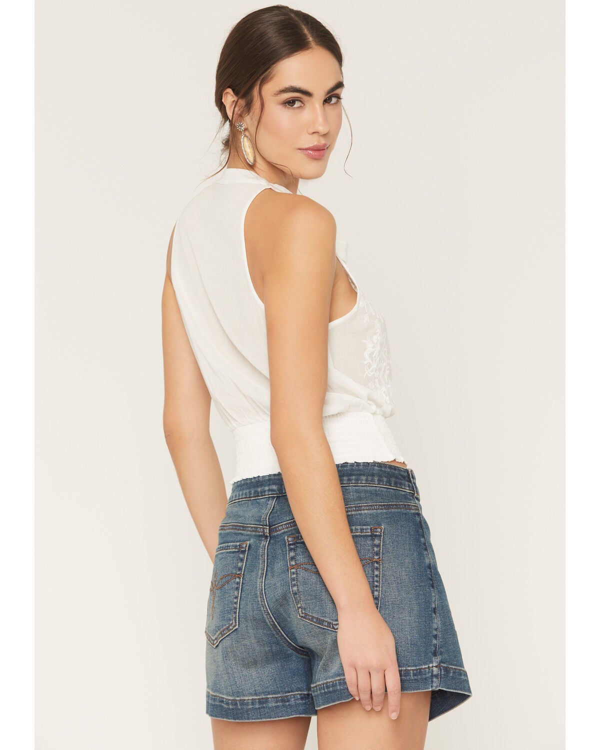 Image #6 - Shyanne Women's Sleeveless Embroidered Halter Top, White, hi-res