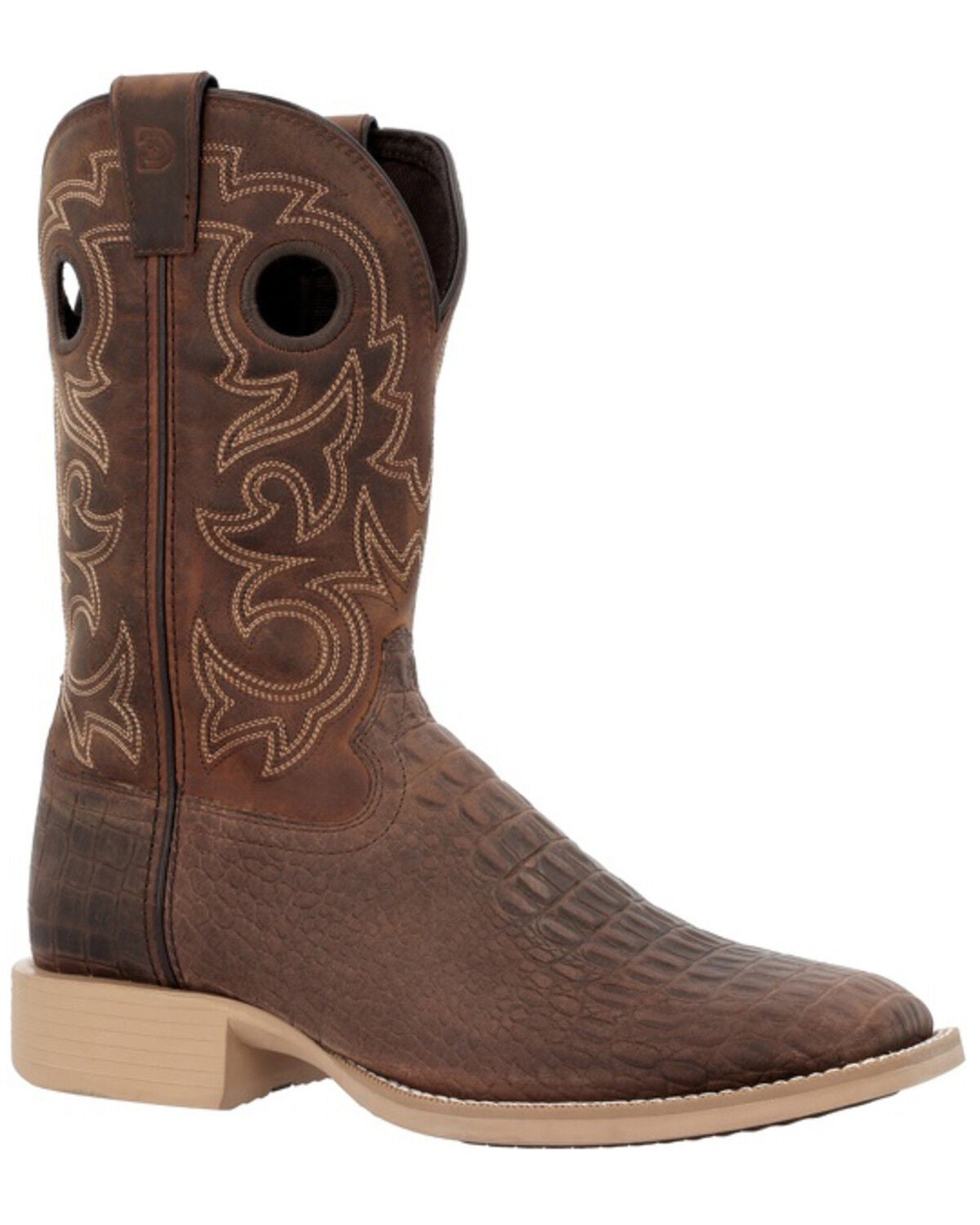 Durango Men's Shyloh Croc Print Performance Western Boots - Broad Square Toe, Brown, hi-res