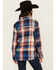 Image #4 - Shyanne Women's Plaid Print Ladder Lace Trim Long Sleeve Button-Down Flannel Shirt, Navy, hi-res
