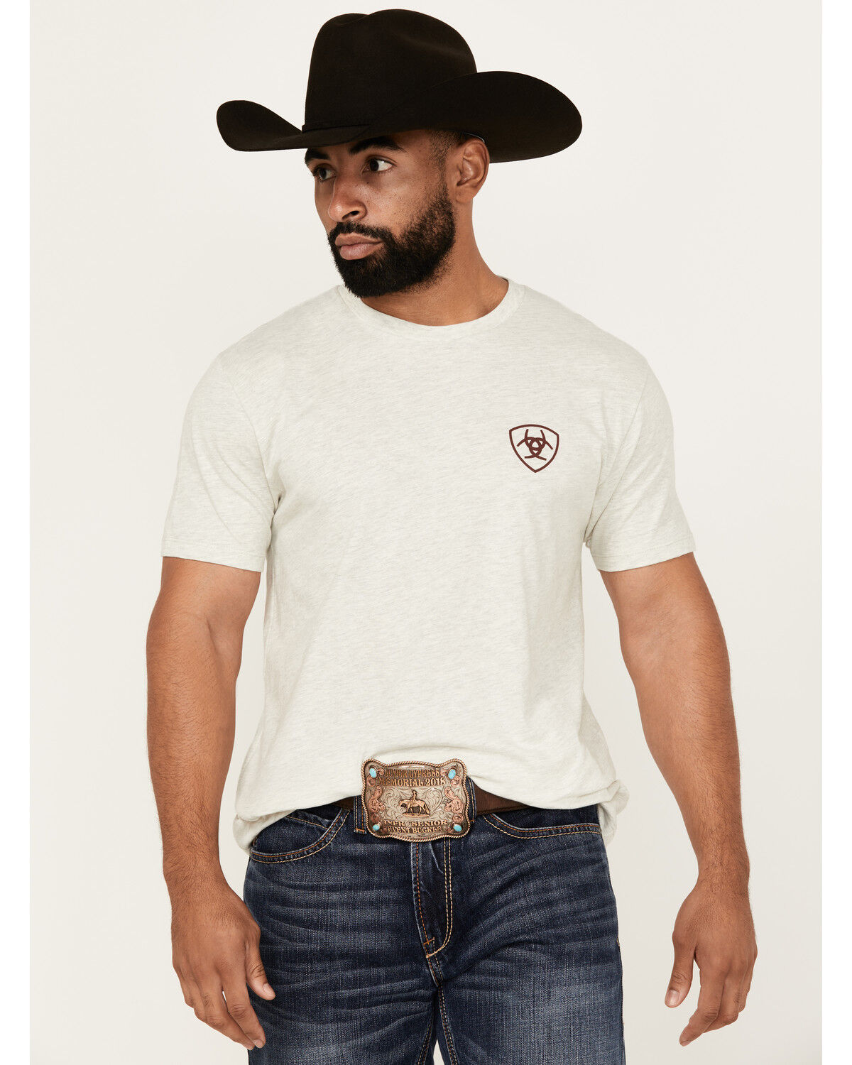 Image #1 - Ariat Men's Rodeo Proud Short Sleeve Graphic T-Shirt, Oatmeal, hi-res