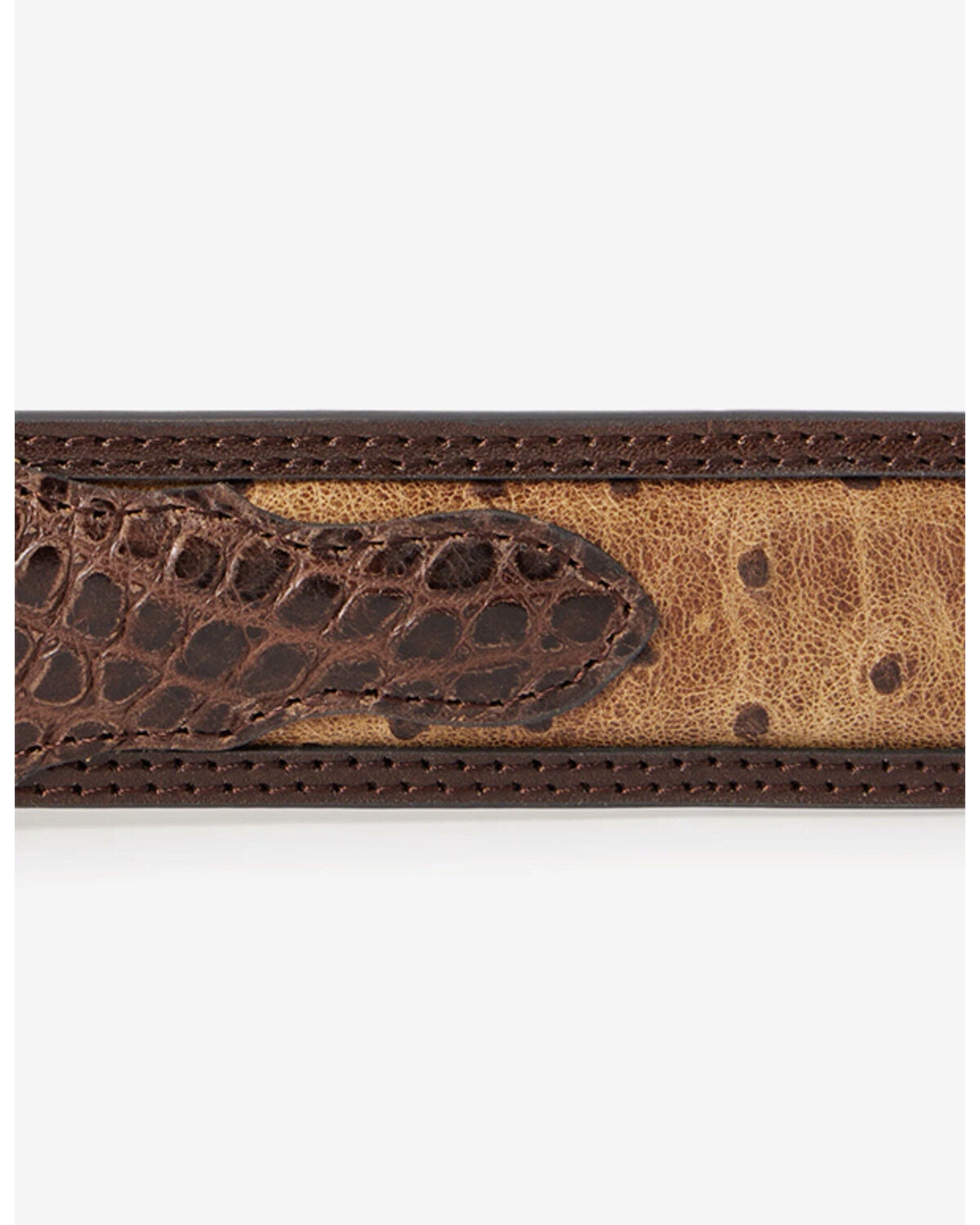 Image #3 - Stetson Men's Ostrich Print Croc Embossed Western Leather Belt, Cognac, hi-res