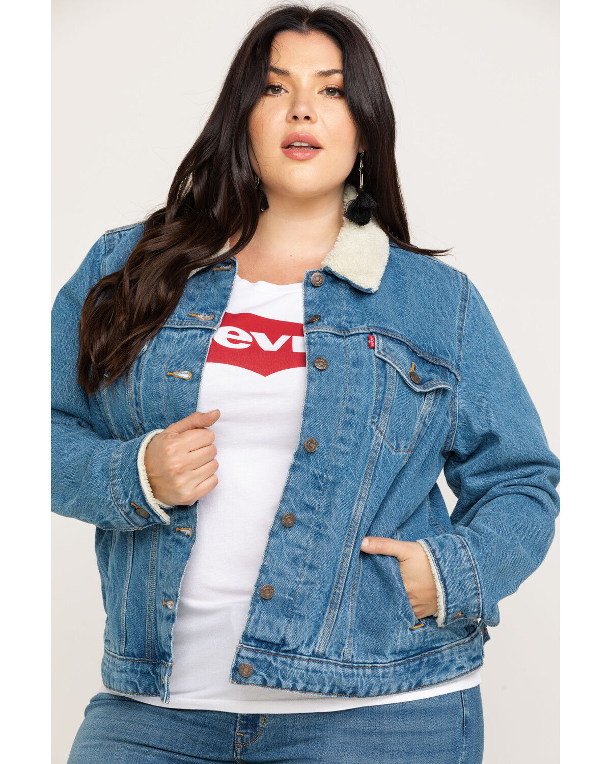 levis denim sherpa trucker jacket blue