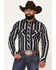 Image #1 - Rock & Roll Denim Men's Southwestern Striped Long Sleeve Snap Stretch Western Shirt, Black, hi-res