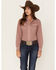 Image #1 - Roper Women's Ditsy Floral Print Long Sleeve Pearl Snap Retro Western Shirt, Red, hi-res