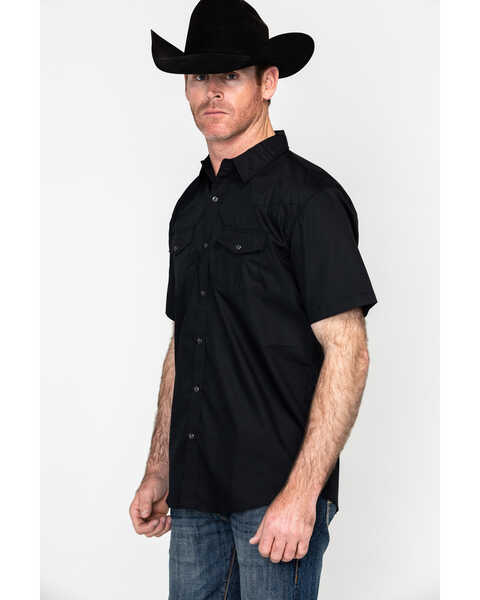 Image #3 - Gibson Men's Solid Short Sleeve Snap Western Shirt - Big, Black, hi-res
