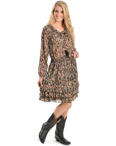 Scully Feather Print Dress, Black, hi-res
