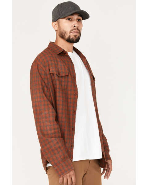 Image #3 - Brothers and Sons Men's Tencel Plaid Long Sleeve Button Down Western Flannel Shirt , Dark Orange, hi-res