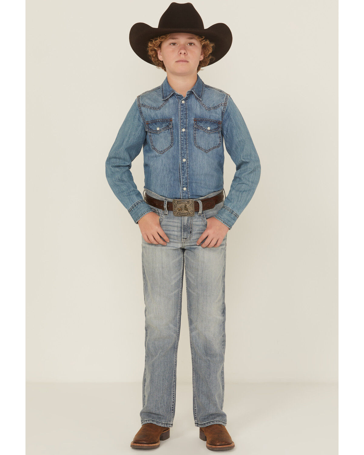 Image #1 - Cody James Boys' Medium Wash Buckskin Slim Bootcut Stretch Denim Jeans, Medium Wash, hi-res