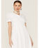 Mikarose Women's The Rosie Textured Midi Dress, White, hi-res