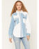 Image #1 - Wrangler Retro Women's Two Tone Long Sleeve Snap Denim Western Shirt, Blue, hi-res