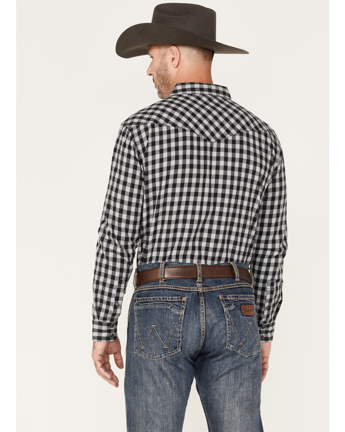 Image #4 - Cody James Men's Visa Versa Small Plaid Print Long Sleeve Snap Western Flannel Shirt, Grey, hi-res