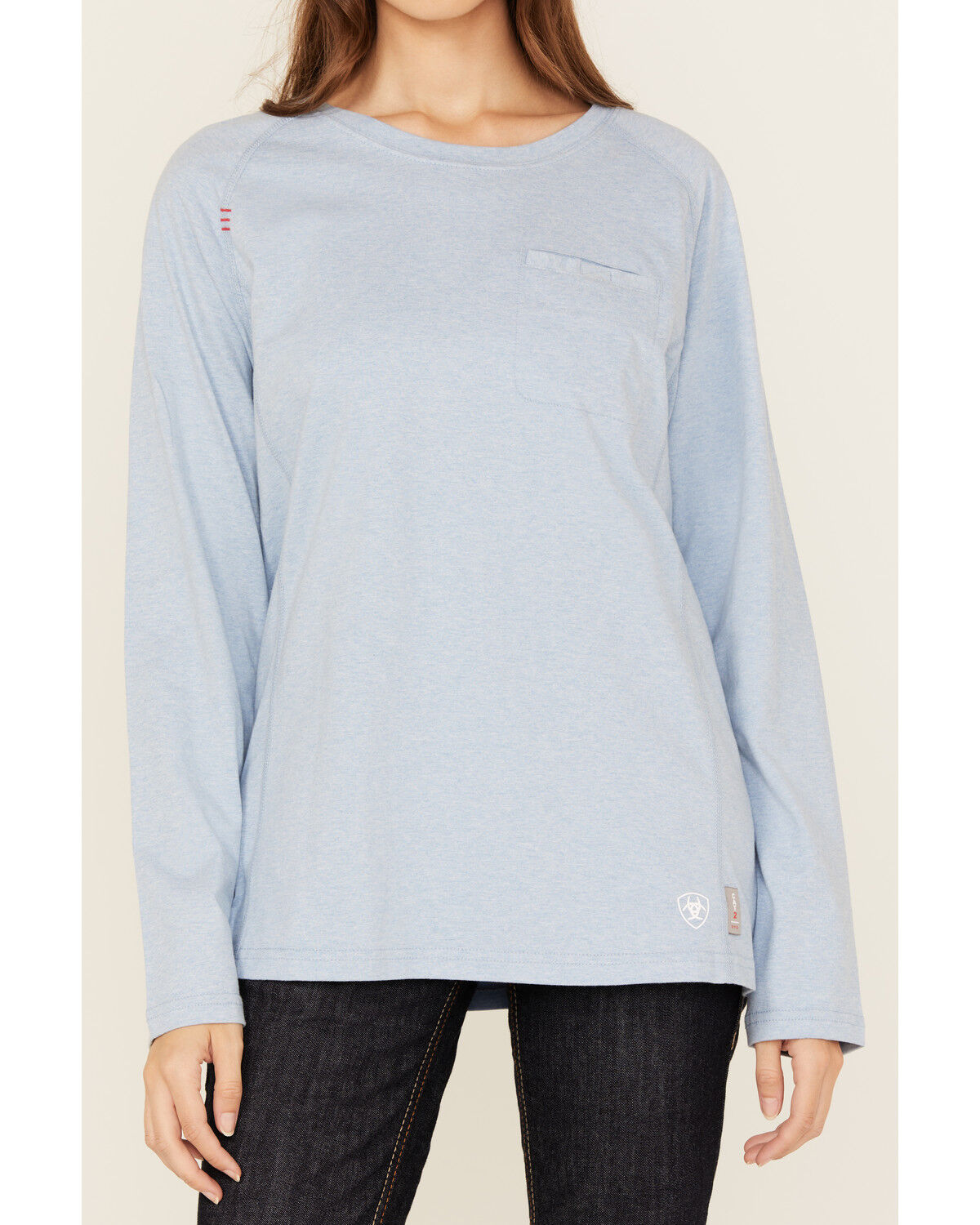 Image #3 - Ariat Women's FR Air Bolt Logo Long Sleeve Graphic T-Shirt, Blue, hi-res