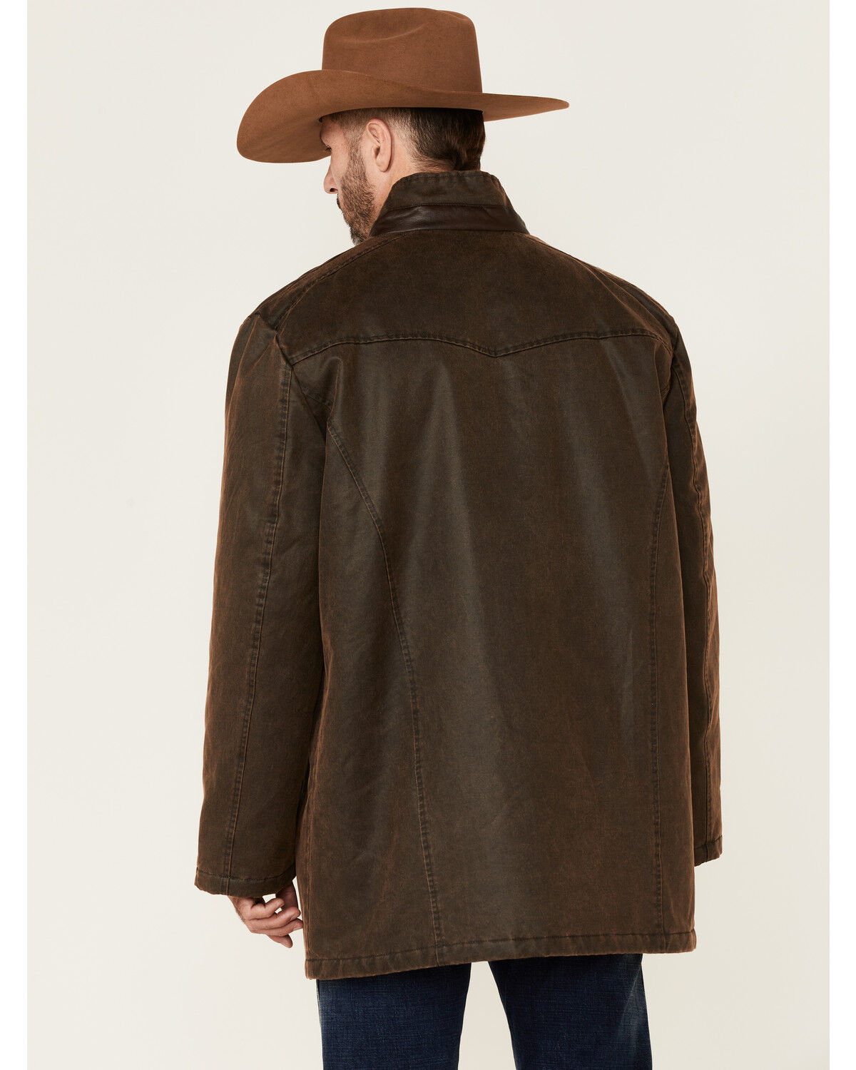 Image #4 - Cripple Creek Men's Enzyme Washed Storm-Flap Long Coat, Brown, hi-res