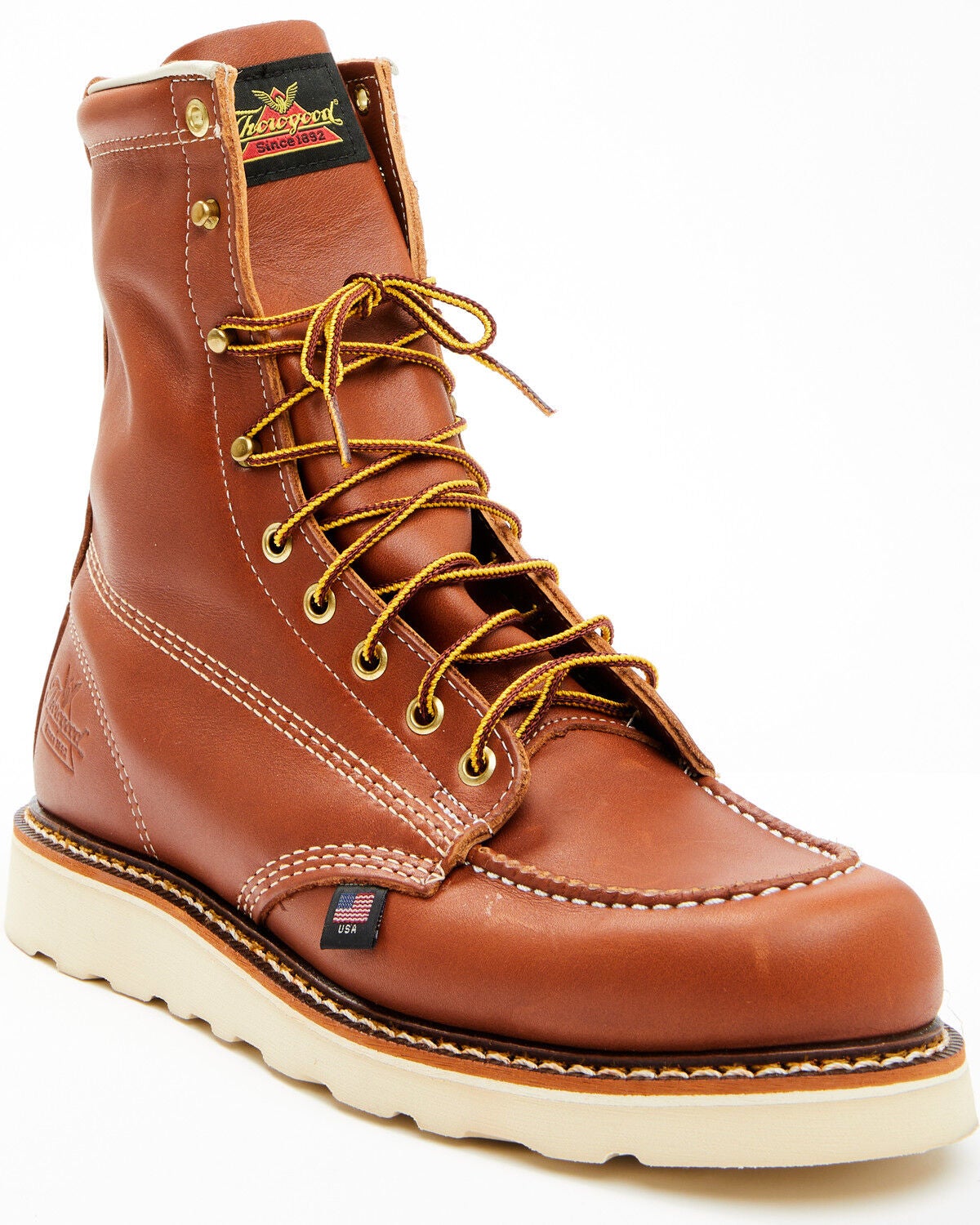 Thorogood Men's 8" American Heritage MAXWear Wedge&trade; Moc Work Boots - Soft Toe, Brown, hi-res