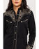 Scully Women's Scroll Embroidered Long Sleeve Western Shirt, Black/tan, hi-res
